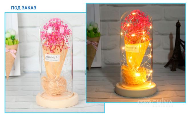 Цветочный декор с led-подсветкой в колбе USB